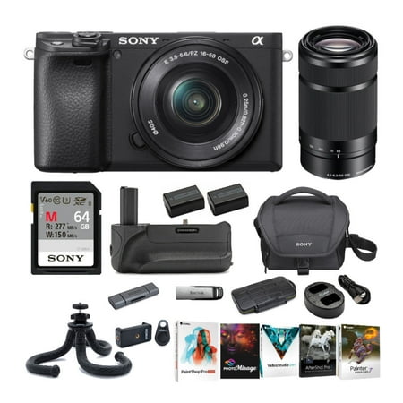 Sony a6400 Mirrorless Digital Camera Bundle with 16-50mm and 55-210mm Lenses