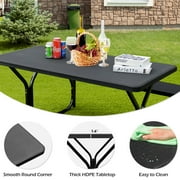 Costway Picnic Table Bench Set Outdoor Backyard Iron Patio Garden Party Dining All Weather Black