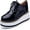 Black, variant on kkdom Women's Platform Lace-Up Brogue Wingtips Square Toe Oxfords Shoes for ladis Women Black Size 7