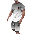 thumbnail image 1 of toraway Costumes Blancs pour Hommes Ensemble de Sport Décontracté 2 Pcs Grande Taille Manches Courtes Col Rond Imprimé Noix de Coco TTG, 1 of 4