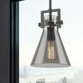 thumbnail image 4 of Innovations Lighting  Newton Cone - 1 Light 8" Stem Hung Pendant Matte Black/Plated Smoke, 4 of 4