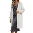 thumbnail image 2 of ClodeEU Women's Solid Color Long Plush Open Front Knit Cardigan ,Oversized Drop Shoulder Casual Fall Winter Jacket ,Women's Plus S, 2 of 6