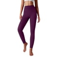 thumbnail image 4 of Women's Butt Lifting Leggings with Button Pockets, High Waist Tummy Control Workout Leggings, Squat Proof Cargo Yoga Pants for Running, Gym and Fitness Dark Purple M, 4 of 6