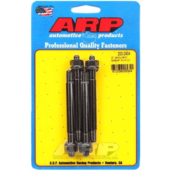 ARP Kit de Clou de Carburateur de Course Auto 200-2404 pour Utilisation avec Espaceur de 2 Pouces; Diamètre 5/16 Pouce; Longueur Totale 3.7 Pouces; Oxyde Noir; avec Écrous Hexagonaux/lavages; 4
