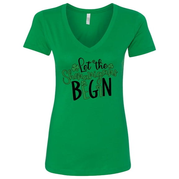 Inktastic St. Patrick's Day Let the Shenanigans Begin Women's V-Neck T-Shirt