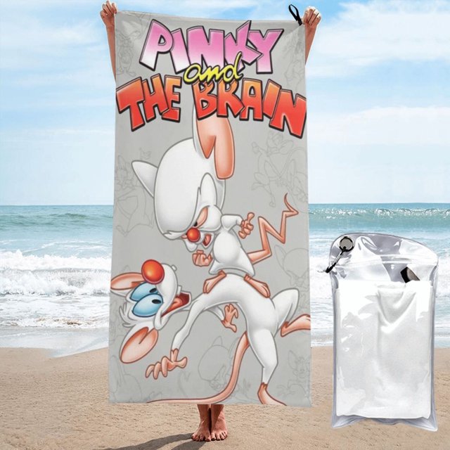 Toalla de baño de secado rápido con dibujos animados de Pinky y Cerebro Toalla de playa de microfibra para uso diario 31,5" x 63"