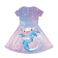 thumbnail image 2 of Uourmeti Axolotl Dresses for Girls 5-6 Summer Crewneck Short Sleeve Swing Dress Lightweight Soft Wedding Party Dresses with Pockets, 2 of 6