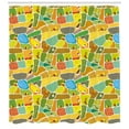 thumbnail image 3 of Landscape Shower Curtain, Rural Pattern Elements in Countryside Sketch with Farms Trees Houses and Lake, Fabric Bathroom Set with Hooks, 69W X 84L Inches Extra Long, Multicolor, by Ambesonne, 3 of 3