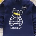 thumbnail image 4 of TOWED22 Toddler Boys Clothes 2Pcs Long Sleeve Print Pullover Sweatshirt Top Elastic Waist Sweatpants Cozy Fall Outfits Set(Navy,3-6 M), 4 of 6