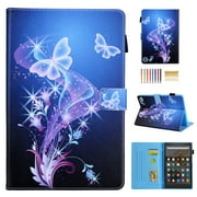Kindle Fire HD 8" 2020 Case, Dteck PU Leather Folio Flip Stand Case With Built-in Card Slots Compatible With All-New Amazon Fire HD 8 / HD 8 Plus Tablet (10th Generation 2020), Purple Butterfly