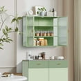 thumbnail image 7 of Danolapsi Double Glass Door Wall Cabinet With Featuring Three-Tier Storage Removable Shelves Metal Display Cabinet For Entryway Living Room, Bathroom Or Dining Room, 7 of 7