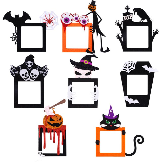 Decoración de Halloween Yellow Tong 8 piezas Etiqueta de pared de luz de dibujos animados decoraciones de Halloween