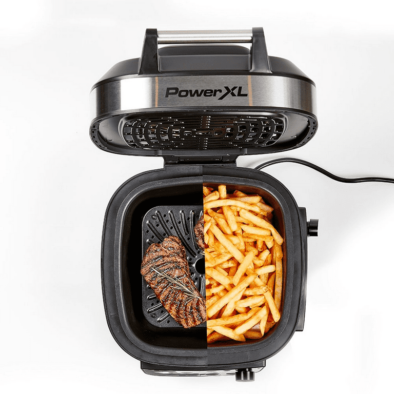 PowerXL Grill Air Fryer Combo 12-in-1 Indoor Grill, Air Fryer, Slow Cooker,  Roast, Bake, 1550-Watts, Stainless Steel Finish 