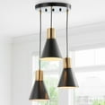 thumbnail image 6 of JONATHAN Y Apollo 15" 3-Light Metal Cluster LED Pendant, Black/Brass Gold, 6 of 9