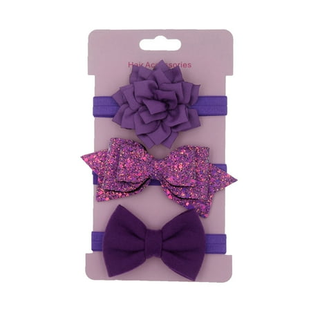 

Cathalem Baby Headband Big Kids Headband Floral Bowknot 3Pcs Baby Set Elastic Accessories Girls Hairband Baby Nylon Bows Baby Hairband F One Size