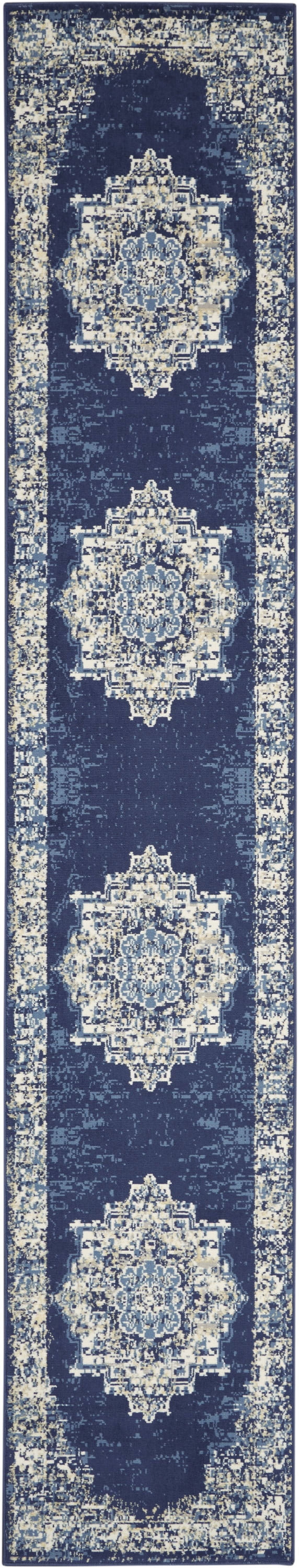 Nourison Grafix Persian Navy Blue 2'3" x 10' Area Rug, (2x10)