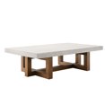 thumbnail image 2 of Industrial Inspired Coffee Table With Appealing Faux Concrete & Walnut Unique Cross Shape Base Finish Top, 2 of 2