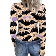 thumbnail image 3 of Satingcolo Halloween Shirts for Women Long Sleeve Crew Neck Slim Fitted Basic Top Funny Ghost Bat Pumpkin Graphic Ribbed Shirts Khaki XL, 3 of 6