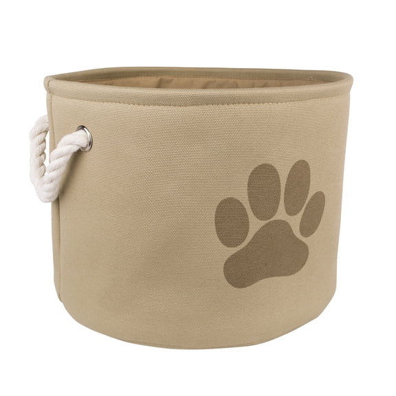 Contemporary Home Living 15" Vibrant Taupe Medium Round Polyester Pet Bin Paw Organizer