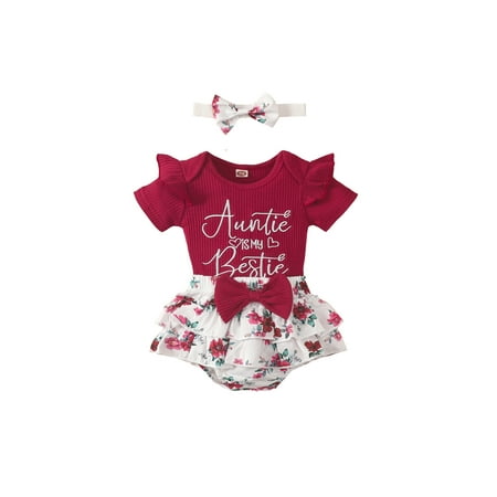 

Binpure Infant Girls 3 Pieces Outfit Letter Romper + Shorts + Headband