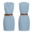thumbnail image 4 of ClodeEU Women's V Neck Sleeveless Midi Work Dress with Waist Belt，Business Casual Office Dress Blue,Women's Plus M, 4 of 7