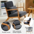 thumbnail image 4 of SYNGAR Mid-Century Modern Accent Chair, Arm Chair Living Room Upholstered Chairs with Pillow, Reading Chair with Solid Wood Frame & Living Room Bedroom Balcony, Dark Grey, 4 of 11