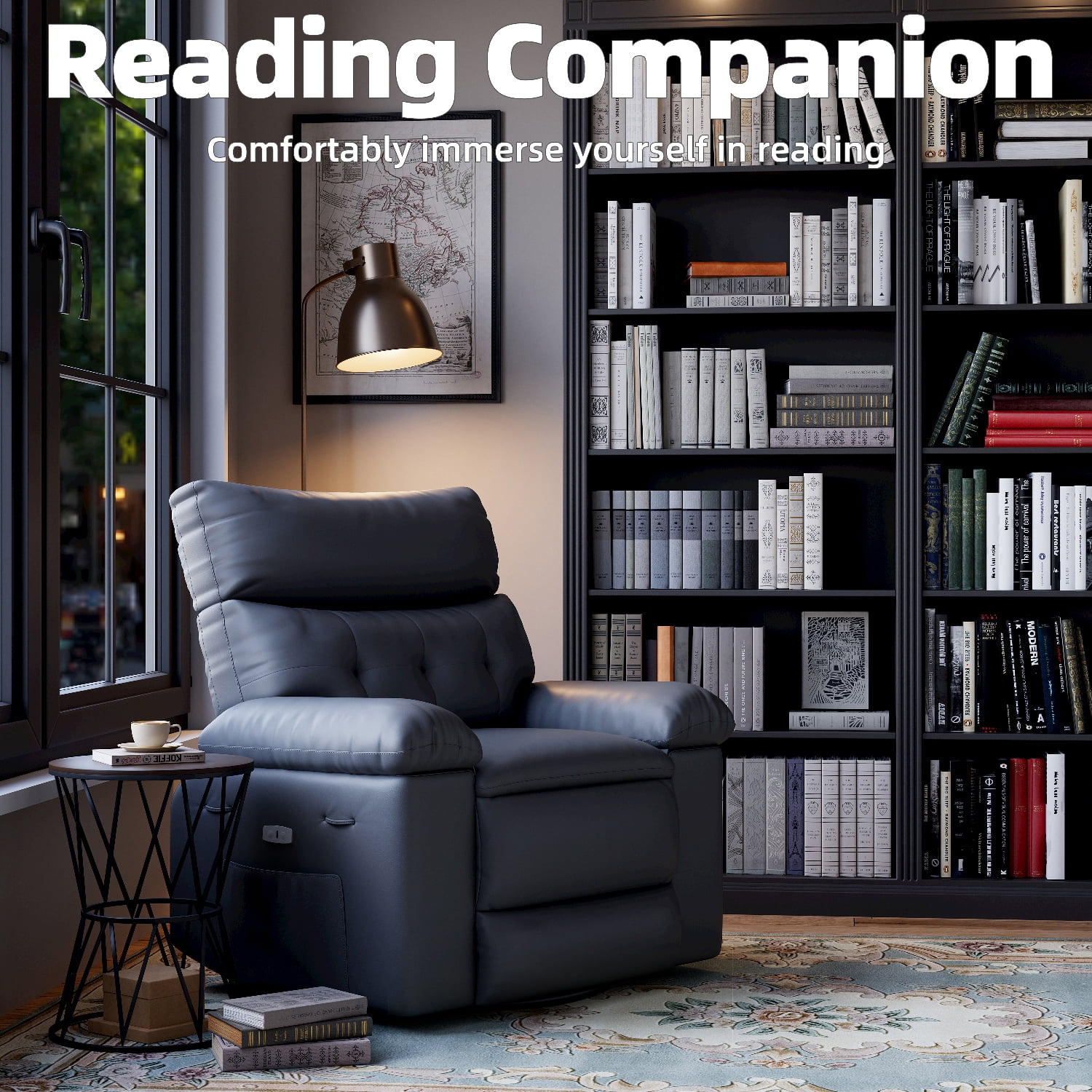 Shininglove Oversized Swivel Rocker Recliner Chair - Extra Wide PU Leather Manual Recliner with Thick Cushioning, 360° Rotation & 30° Rocking, Supports 400 lbs, for Living Room, Bedroom