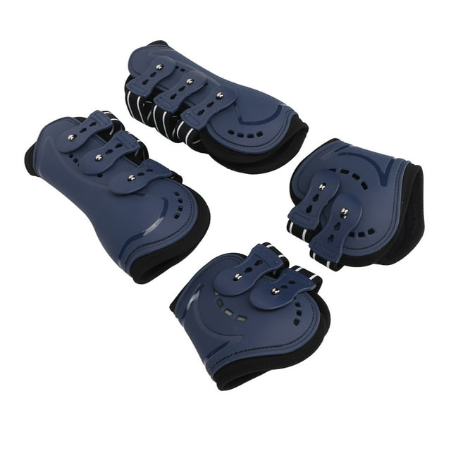 4Pcs Horse Tendon Boots, Adjustable Open Front Fetlock Horse Leg Guard Boot, PU Shell Horse Jumping Protective Boots Shock Absorbing Leg For Horse