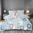 thumbnail image 2 of meiyoeat Abstract Geometric Plaid Duvet Cover Queen For Kids,Modern 3D Grid Print Queen Bedding For Adults,Light Gray Reversible,3pcs(No Comforter), 2 of 6