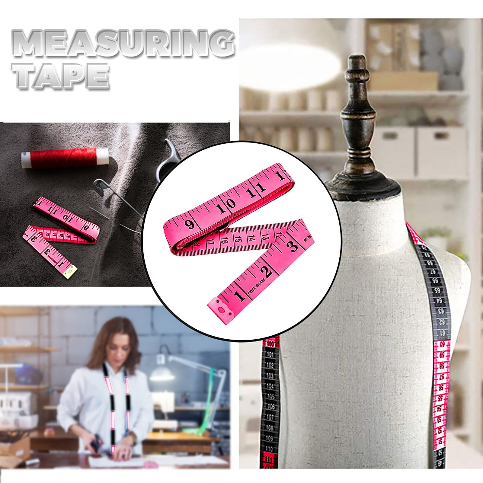 12 Packs Soft Tape Measure Body Measuring Tape, Small Fabric Sewing Tailor Cloth Waist Pink Mini Tape Measure Body Measuring Tape for Body