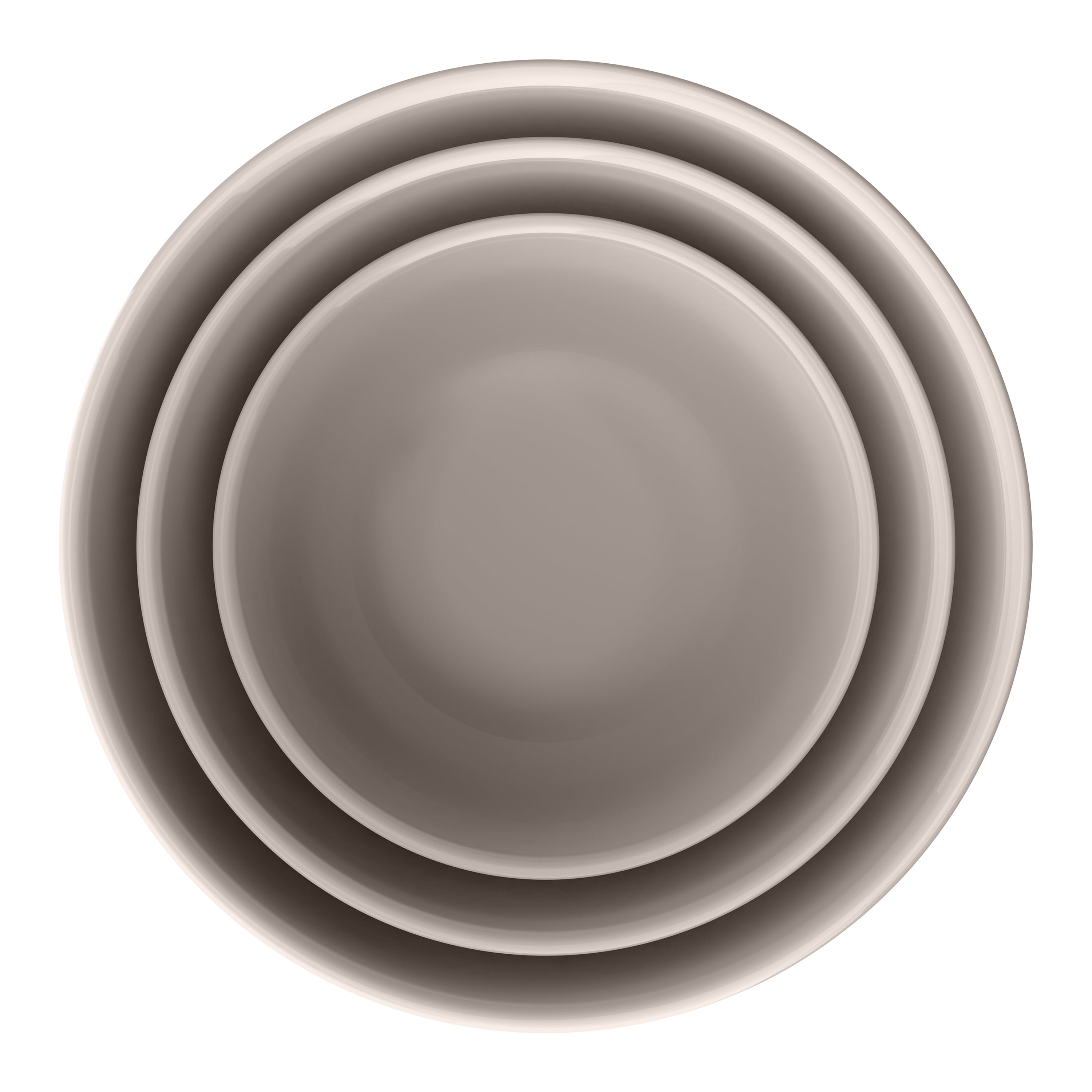 Beautiful by Drew Barrymore 3-Piece Stoneware Nesting Mixing Bowl Set, Porcini Taupe