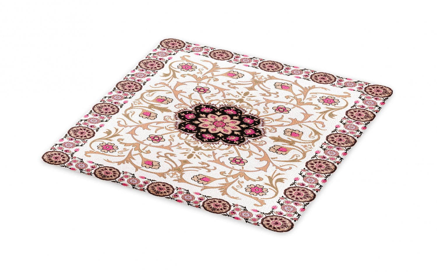 Eastern Cutting Board, Classic Leaves and Flowers in Tender Colors