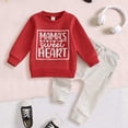 thumbnail image 2 of UngA Infant Baby Boy Valentines Day Outfit Toddler Boy Long Sleeve Letter Printed Sweatshirt and Pants Set Fall Winter Spring Clothes (Red,2-3 Years), 2 of 7