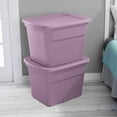thumbnail image 3 of Sterilite 68 Liter Tote, Plastic Storage Bin with Snap-on Lid, Stackable, Purple, 3 of 5