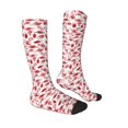 thumbnail image 3 of Picia Women Crew Soft Moisture-wicking Socks Red Football Pattern Design Cotton Socks, One Size fit All, 3 of 9