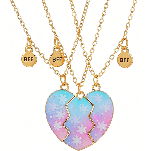 DESIGNICE Best Friend Necklaces for 3 Matching Heart Pendant Magnetic Bff Friendship Necklace