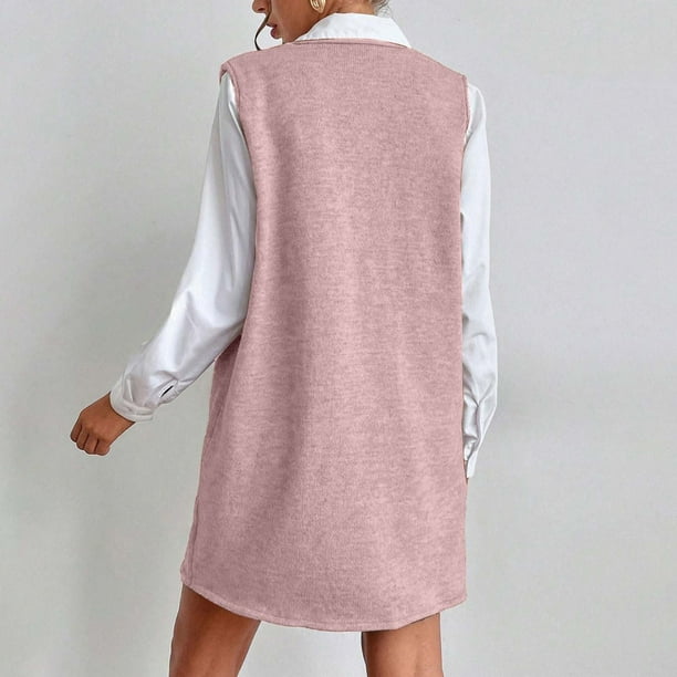 pink sweater vest dress Cropped sweater vest over dress