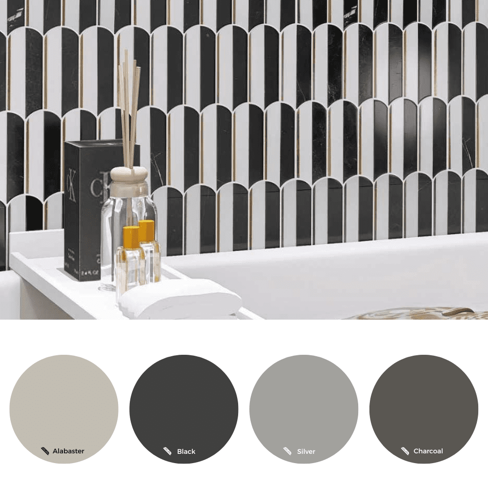The Tile Life Mad Decade 12" x 12" Black Marble Mosaic Wall Tile 1 Sheet