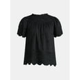 thumbnail image 6 of Time and Tru Women's Cotton Eyelet Top with Short Sleeves, Sizes XS-XXXL, 6 of 6