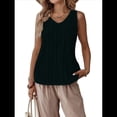 thumbnail image 1 of Camisetas de Sin Mangas para Mujer, Blusas Informales Holgadas con Cuello en V, Blusas Tipo Túnica, Color Negro, Talla L, 1 of 9