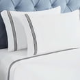 thumbnail image 4 of Superior Brandon Embroidered Cotton Bed Sheet Set, King, White/Black, 4 of 11