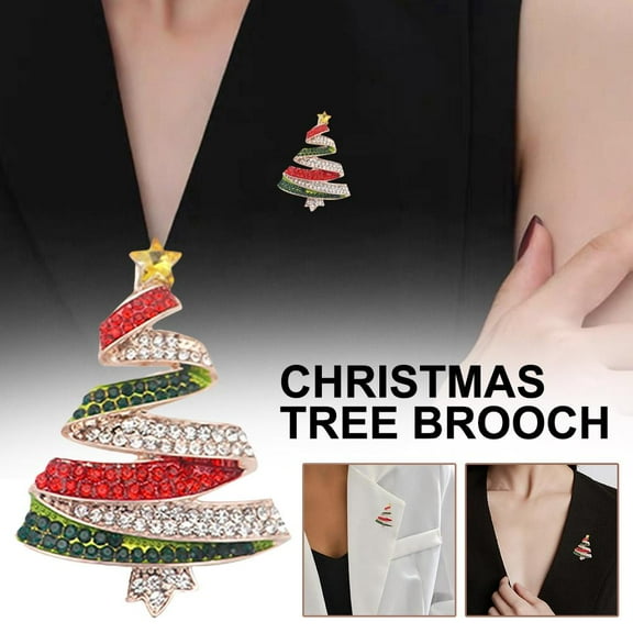 FurNest Vintage Colored Christmas Tree Brooch Pins, Christmas T2D1 Brooch D8Z1