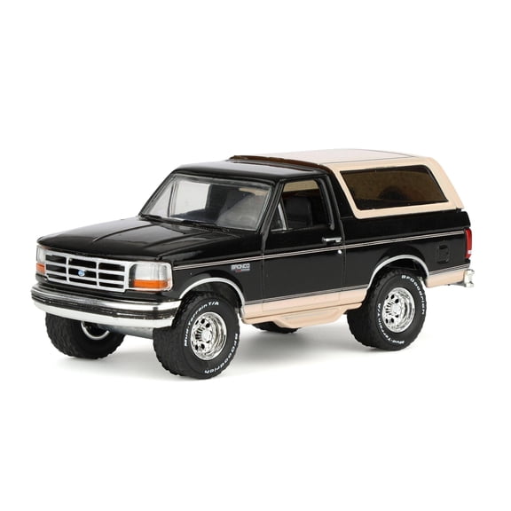 Greenlight Collectibles 1/64 1995 Ford Bronco, Black with Tan Roof, Rick's Auto Sales Series 2, 51666-D