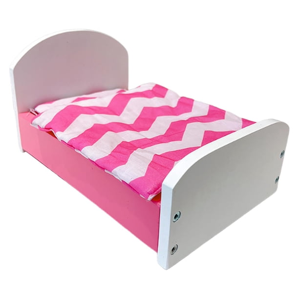 Cama en miniatura para casa de muñecas con juego de cama, accesorios de escena DIY, decoración de casa de juegos rosa