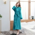thumbnail image 2 of Fjuchai Thicker Long Flannel Sleepwear for Man Women Imitation Fur Collar Bathrobes Warm Pajamas Bath Towel M-3XL, 2 of 9