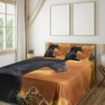 thumbnail image 3 of Ambesonne Nature Fitted & Top Sheet Set with Shams, Galloping Friesian Horse, Black Orange, 3 of 7