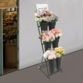 thumbnail image 3 of Flower Display Stand with 6 Buckets, Plastic Flower Vases 3 Layers  Cart with Wheels And Advertising Board Suitable for Homes Florists Courtyard Garden Banquet Wedding (Black), 3 of 9