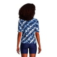 thumbnail image 2 of Lands' End Women's Petite Crew Neck Elbow Sleeve Rash Guard UPF 50 Sun Protection Modest Swim Tee, 2 of 3