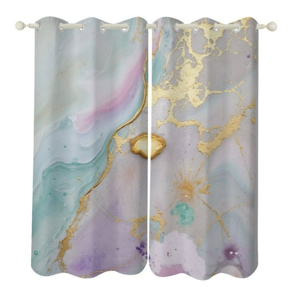 Golden Marble Art Print Blackout Window Curtains for Bedroom Living Room Kicthen High Shading 2 Panels