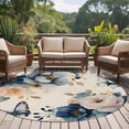 thumbnail image 4 of Round Area Rug 7 Ft, Vintage Blue Floral Washable Non-Slip Circle Carpet for Living Room/Bedroom, Butterflies Watercolor Flower Linen Low-Profile Large Runner Mat Collection Rugs for Indoor, 4 of 8